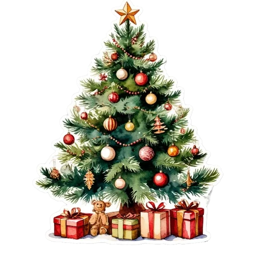 Стикер Акварельная зима