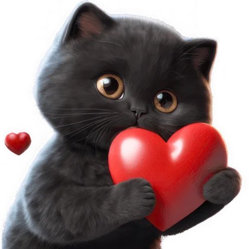 Стикер Черный котенок