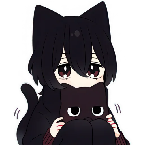 Стикер Черный котенок