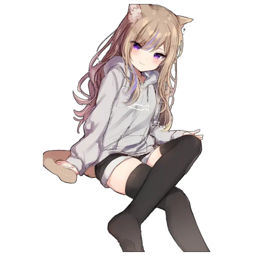 Стикер Catgirls in hoodies