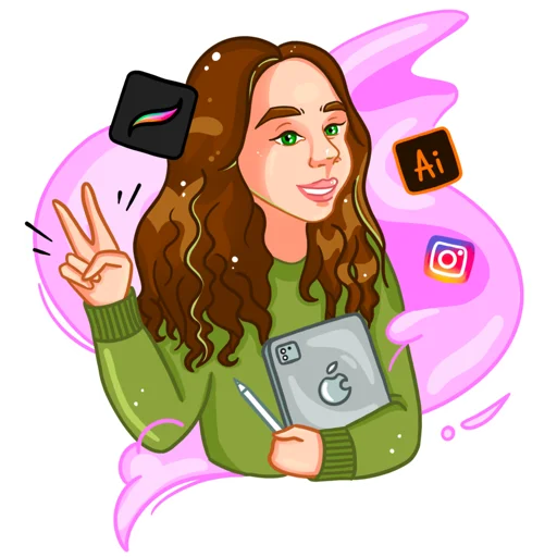 Стикер Девушка иллюстратор