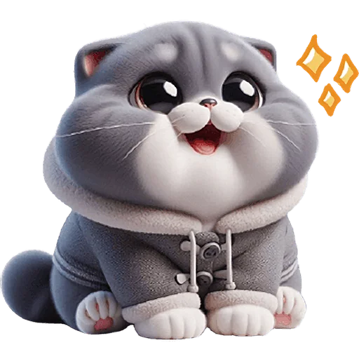 Стикер Серый котик