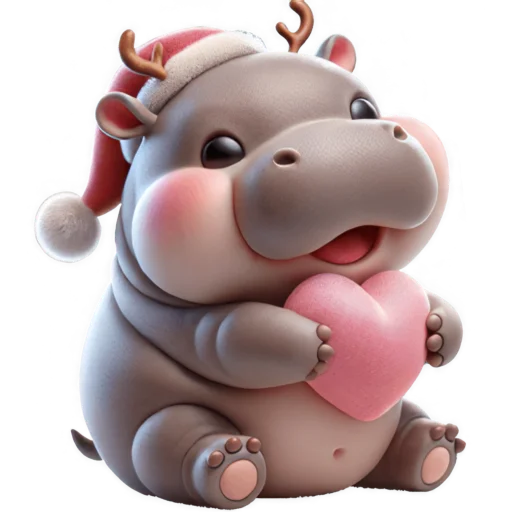 Стикер Новогодний Бегемотик 3