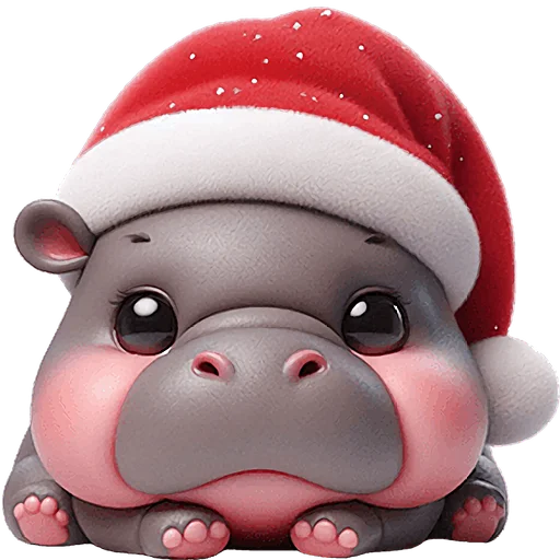 Стикер Новогодний бегемотик