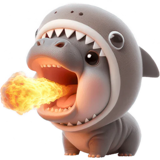 Стикер Бегемотик Акула