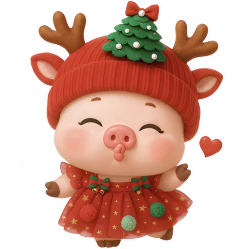 Стикер Новогодняя свинка