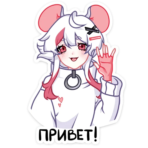 Стикер Мауси в кофте