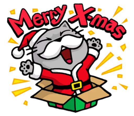 Стикер Meow ! Merry Christmas & Happy New Year