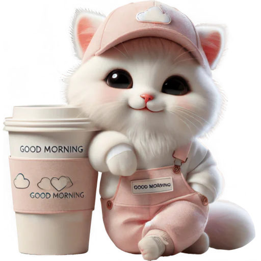 Стикер Розовый котенок