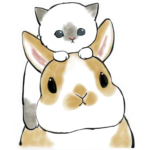 Стикер Котята и Кролики