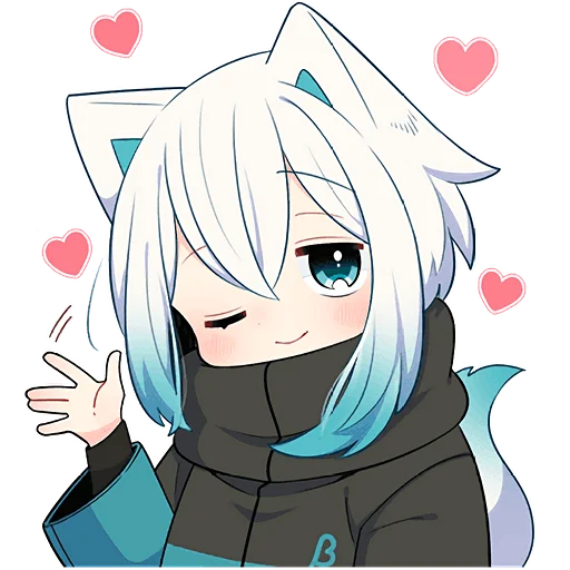 Стикер Белый котенок