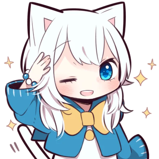 Стикер Белая кошечка