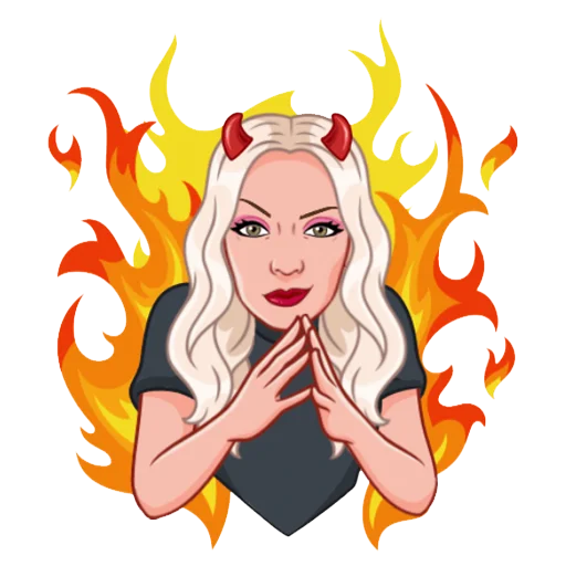 Стикер Девочка демон блонди