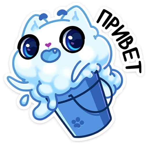 Стикер Котялок в ведёрке