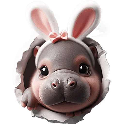 Стикер Бегемотик кролик