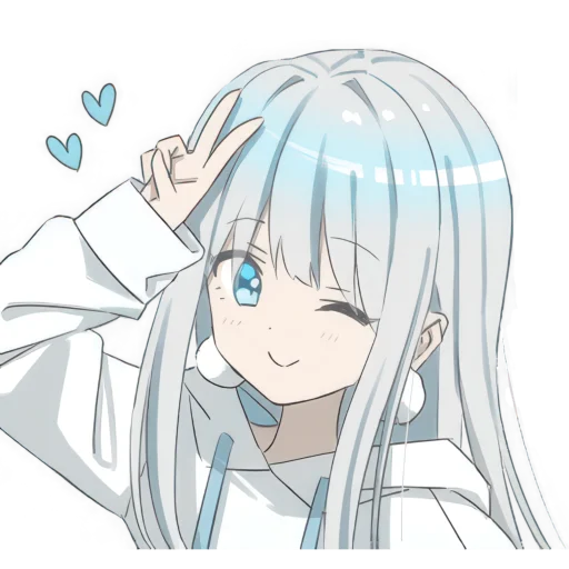 Стикер Худи тян серебряная