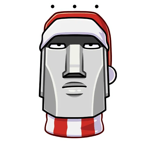 Стикер Новогодний Моаи Сноун