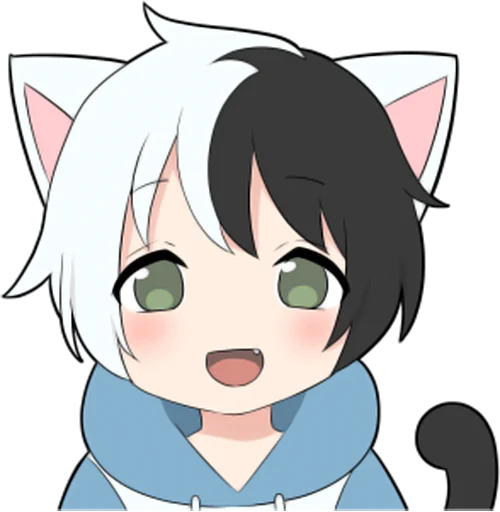 Стикер Black and white cat boy •