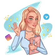 Стикер Девушка иллюстратор